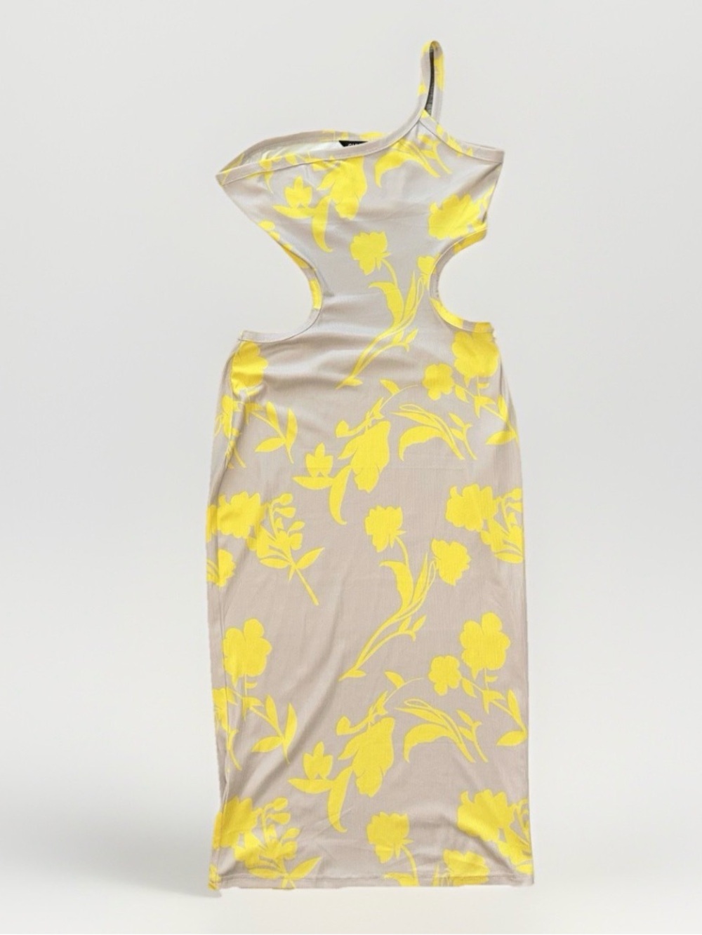 NWOT! CHICME Tropical One Shoulder Cut Out MIDI Body Con Dress Floral Size Large - Picture 2 of 11